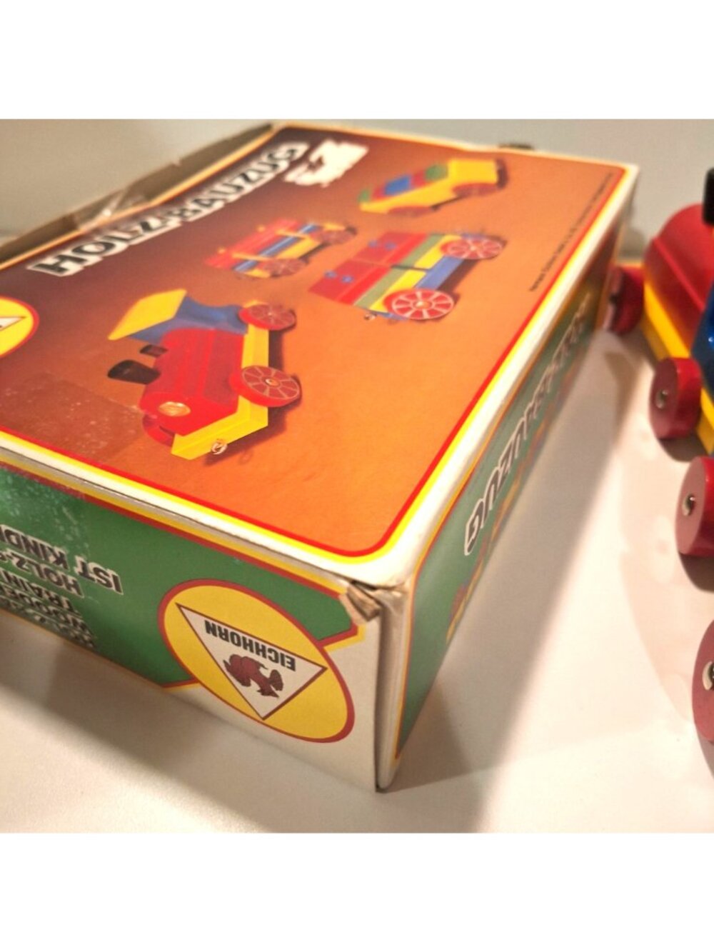 Eichhorn Holz-Bauzug Wooden Blocks Train Complete Set Original Box Vintage - Picture 11 of 12
